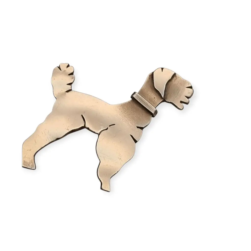 Broche de perro Art Déco en plata dorada 1940-1950 joyería antigua animales.