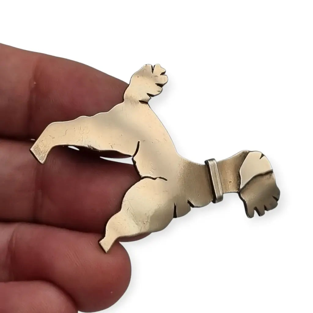 Broche de perro Art Déco en plata dorada 1940-1950 joyería antigua animales.