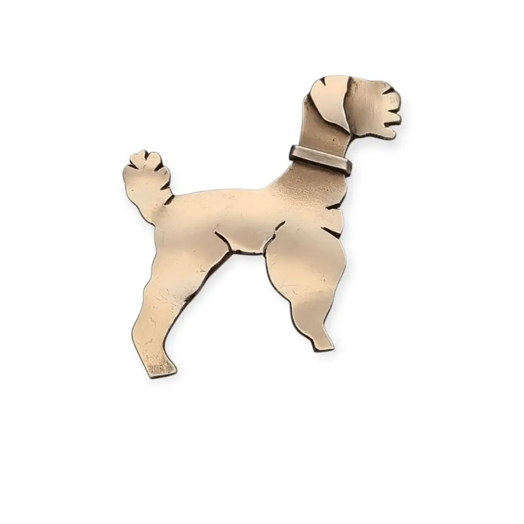 Broche de perro Art Déco en plata dorada 1940-1950 joyería antigua animales.