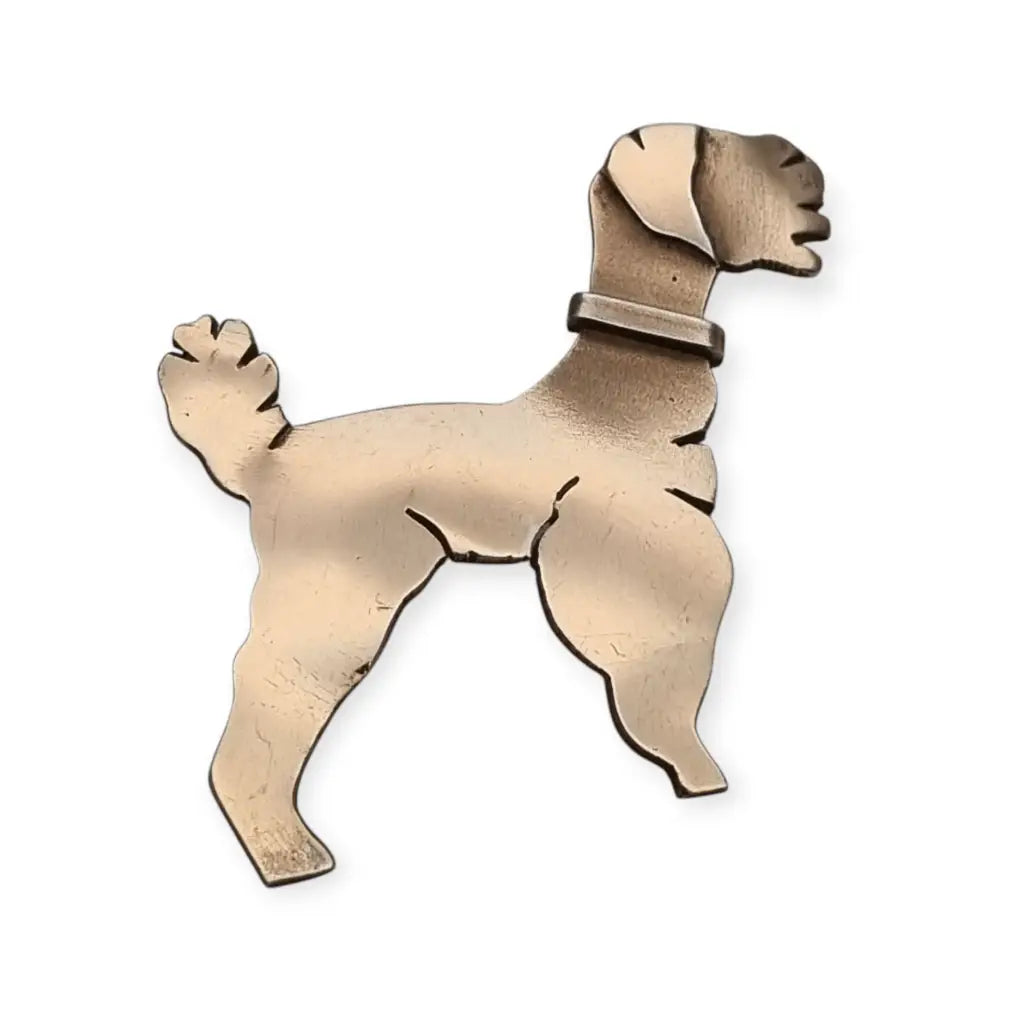 Broche de perro Art Déco en plata dorada 1940-1950 joyería antigua animales.