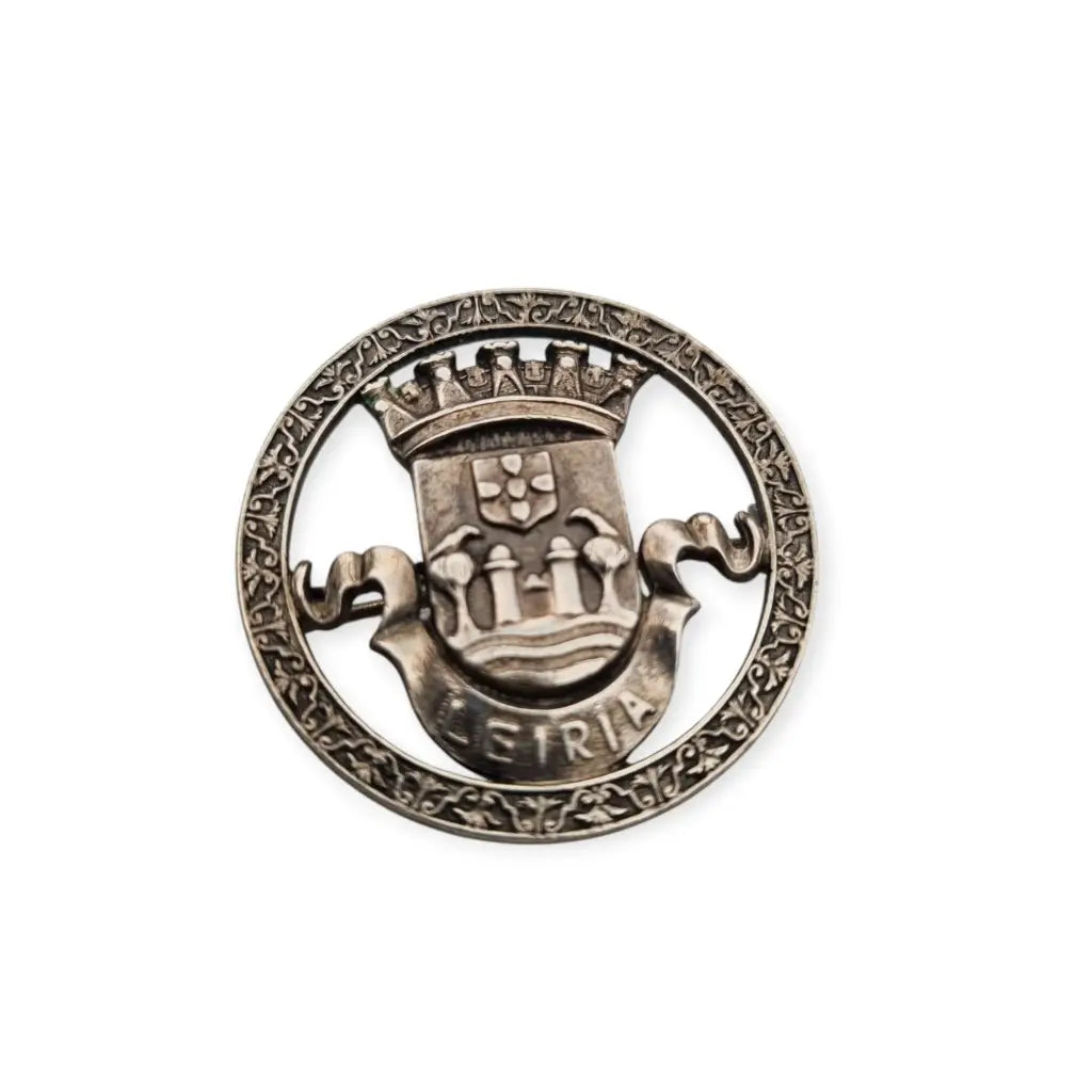 Broche de Plata con Escudo Leiria Portugal Diseño Heráldico