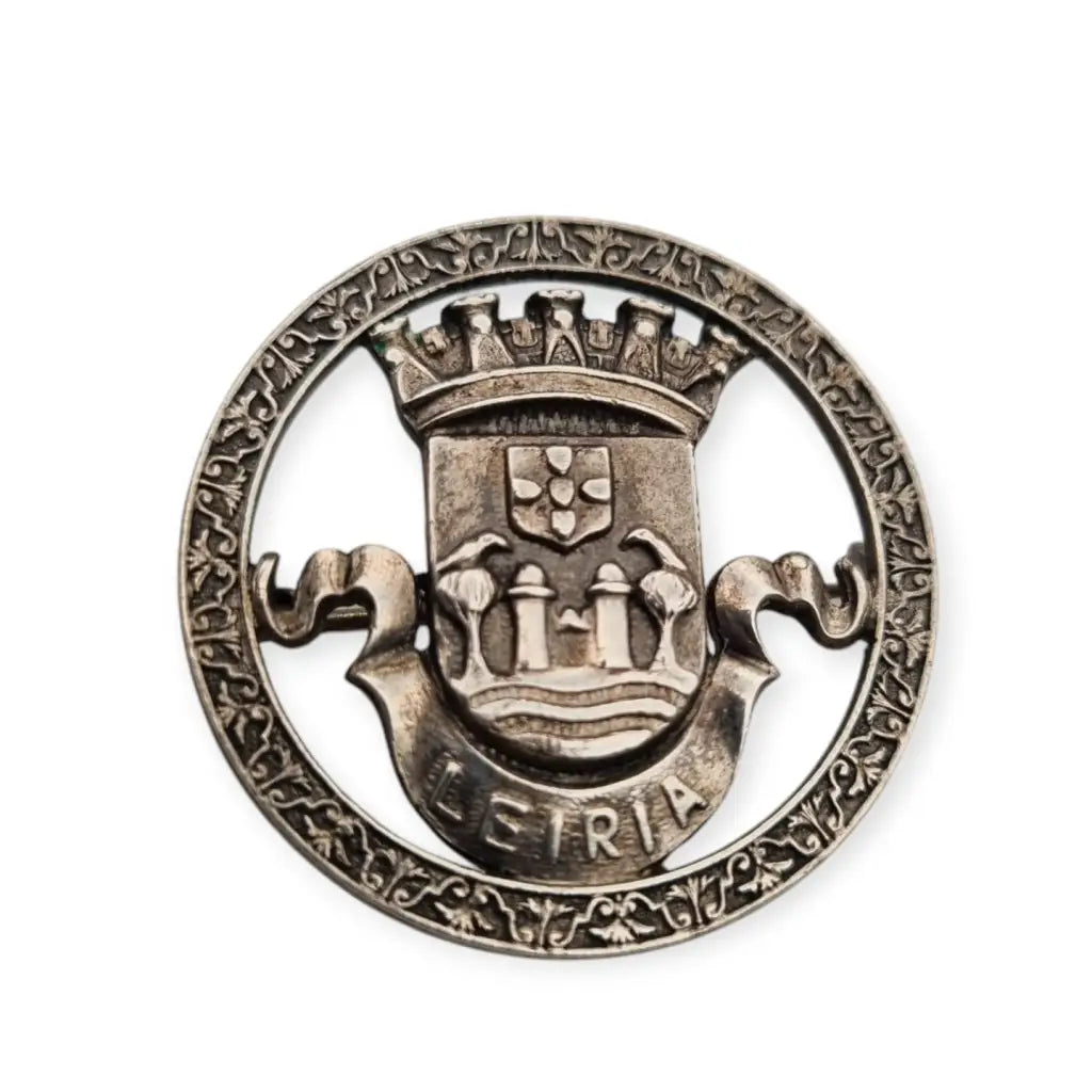 Broche de Plata con Escudo Leiria Portugal Diseño Heráldico