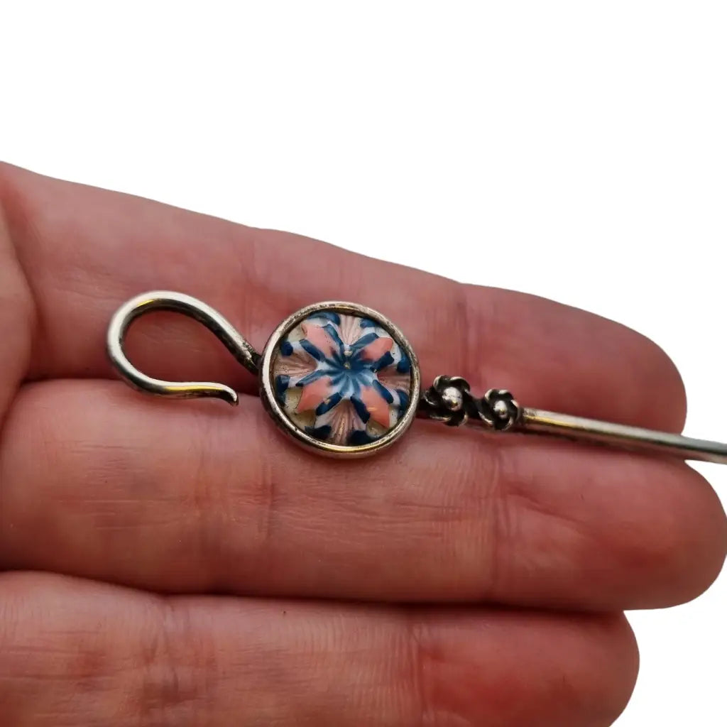 Broche de plata y esmalte vintage para mujer alfiler bufanda regalos