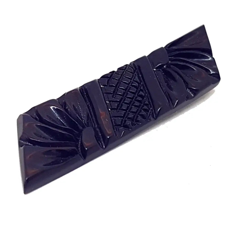 Broche Vintage Rare En Bakélite Marron Et Noir Avec Métal - Bon état