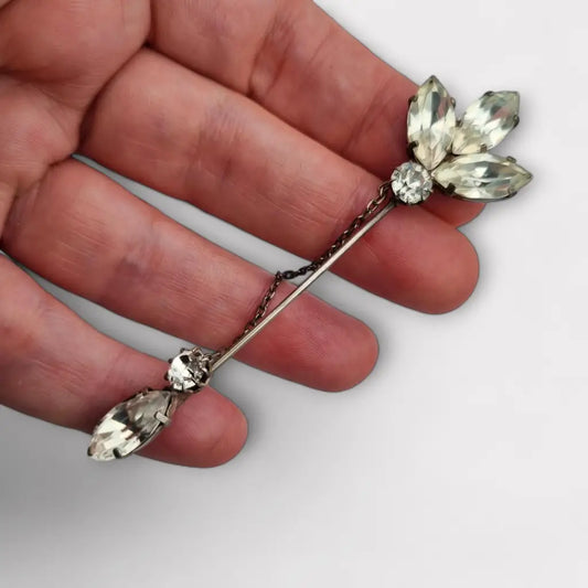 Broche vintage con cadena diamantes de imitación blancos accesorios novia