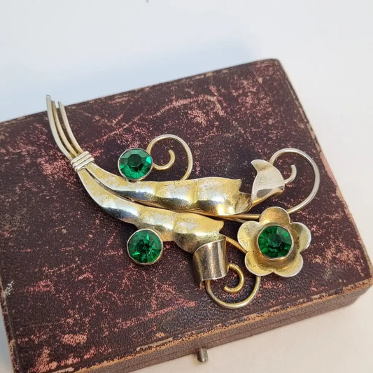 Broche vintage de plata broche flor diseño original. Años 80. Pin.