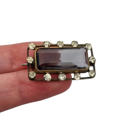 Broche victoriano rectangular de pedrería para mujer regalo coleccionable