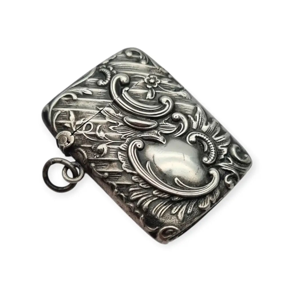 Caja antigua Vesta Art Nouveau en plata 800 repujada alemana sello Luna