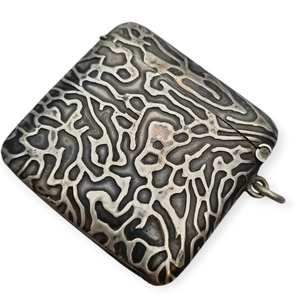 Caja de cerillas antigua Art Nouveau en plata alemana 800 para una chatelaine