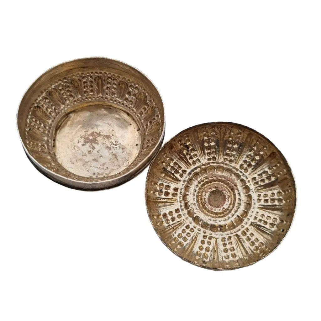 Caja de plata ley joyas orientales repujadas caja vintage con flores grabadas