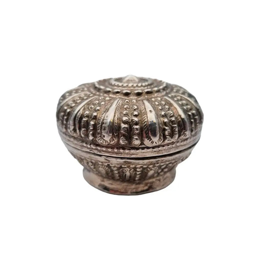 Caja de plata ley joyas orientales repujadas caja vintage con flores grabadas