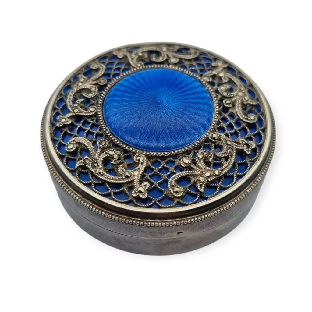 Caja de plata y guilloché sello Minerva francés EG&Cie (Eugène Gilbert) 1910.