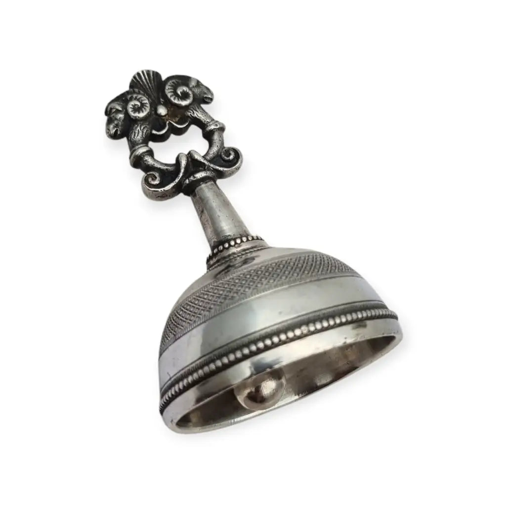 Campanilla de plata maciza con cabezas carnero circa 1950-60 diseño