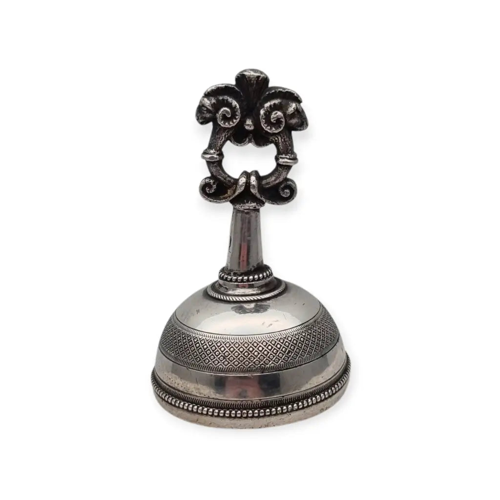 Campanilla de plata maciza con cabezas carnero circa 1950-60 diseño