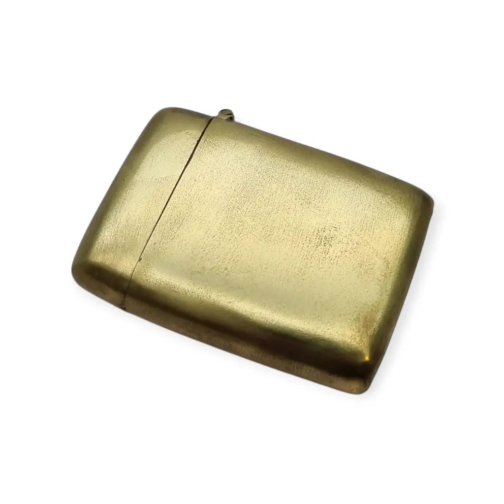 Cerillera antigua de latón grabado con loro Caja fósforos vintage años 40 50