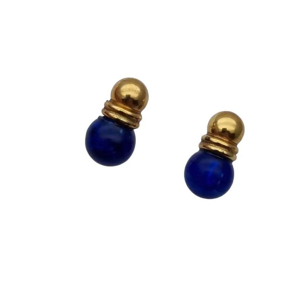 Pendientes de perlas azules y pendientes laminados en oro novedades los 80.