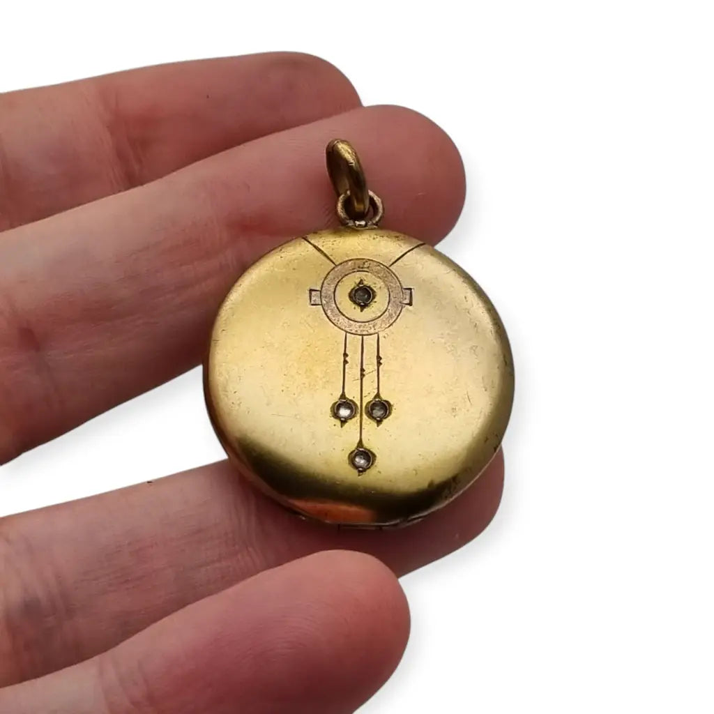 Colgante guardapelo redondo dorado Belle Epoque 1900. - LaBizarreSusu