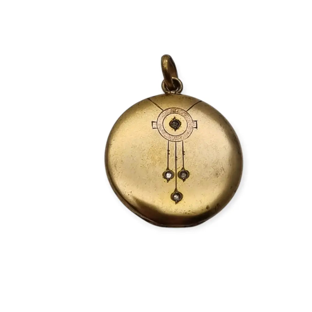 Colgante guardapelo redondo dorado Belle Epoque 1900. - LaBizarreSusu