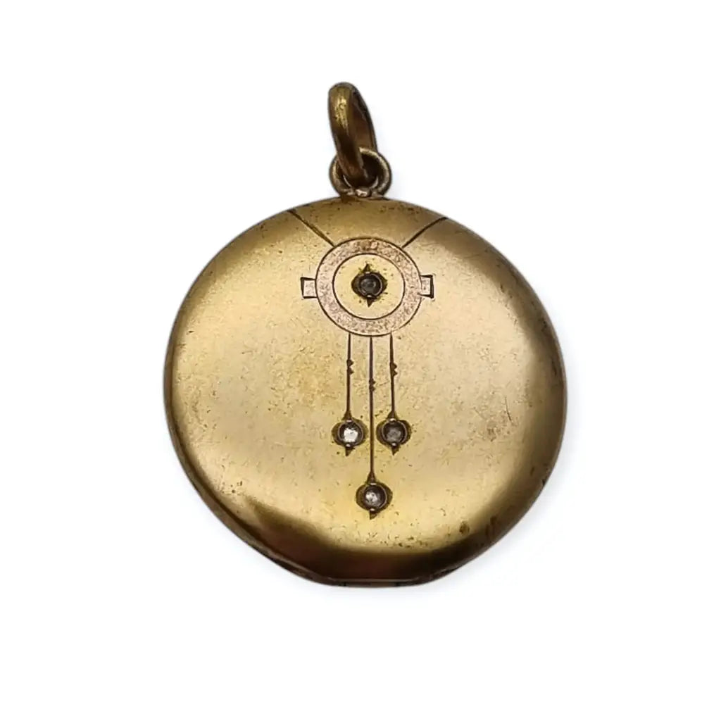 Colgante guardapelo redondo dorado Belle Epoque 1900. - LaBizarreSusu