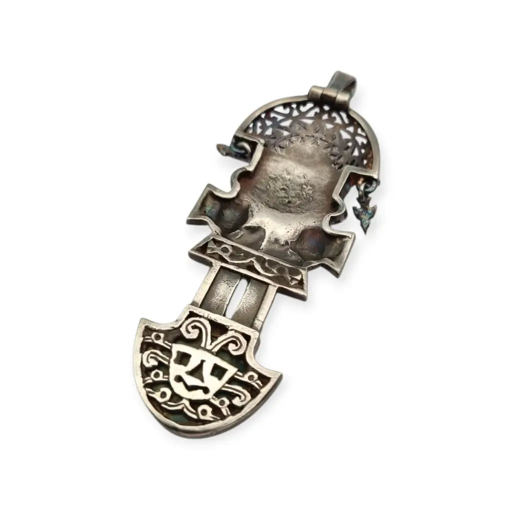 Colgante Tumi de plata y turquesa joyeria étnica peruana andina regalos boho.