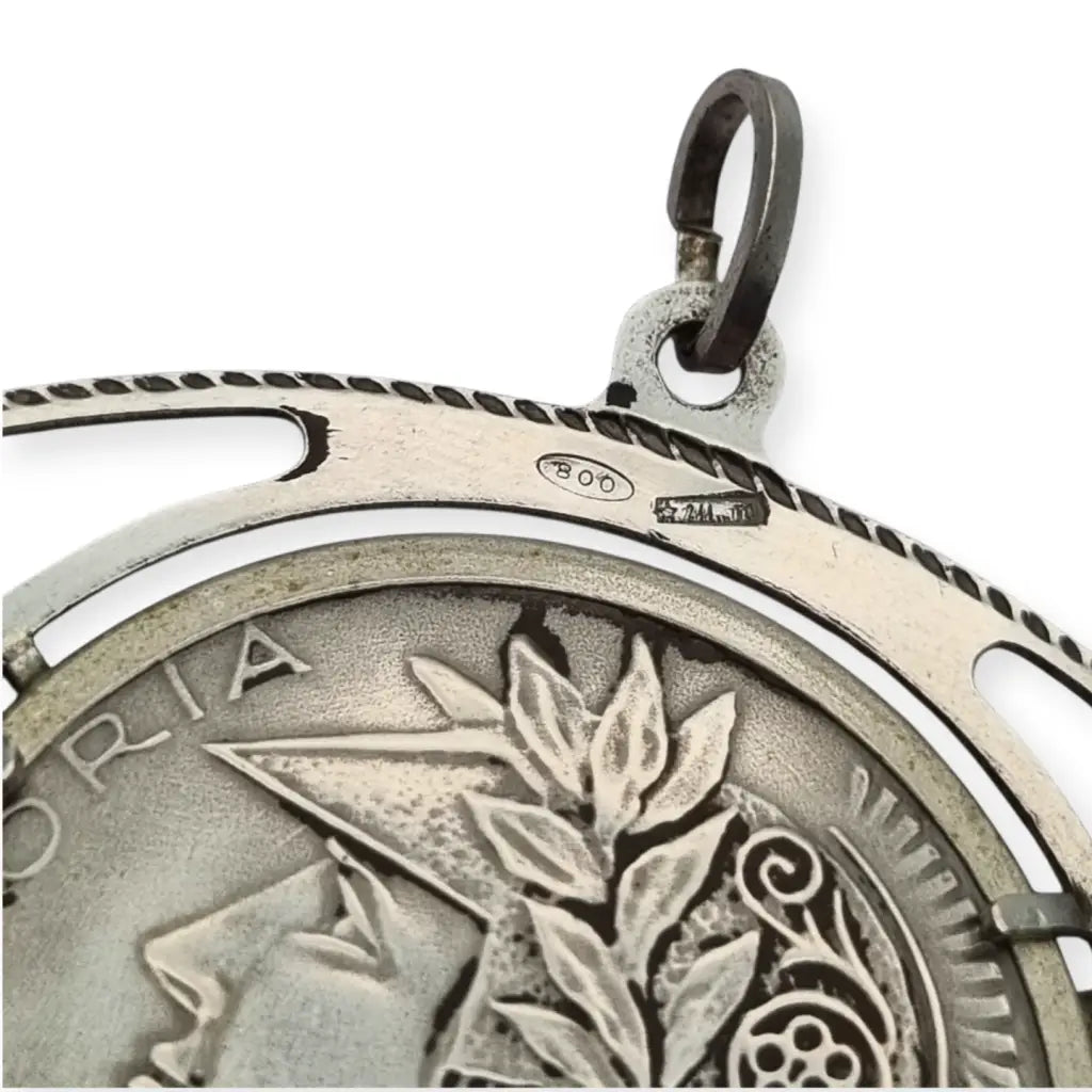 Colgante Victoria de plata 800 joyeria italiana vintage estilo modernista.
