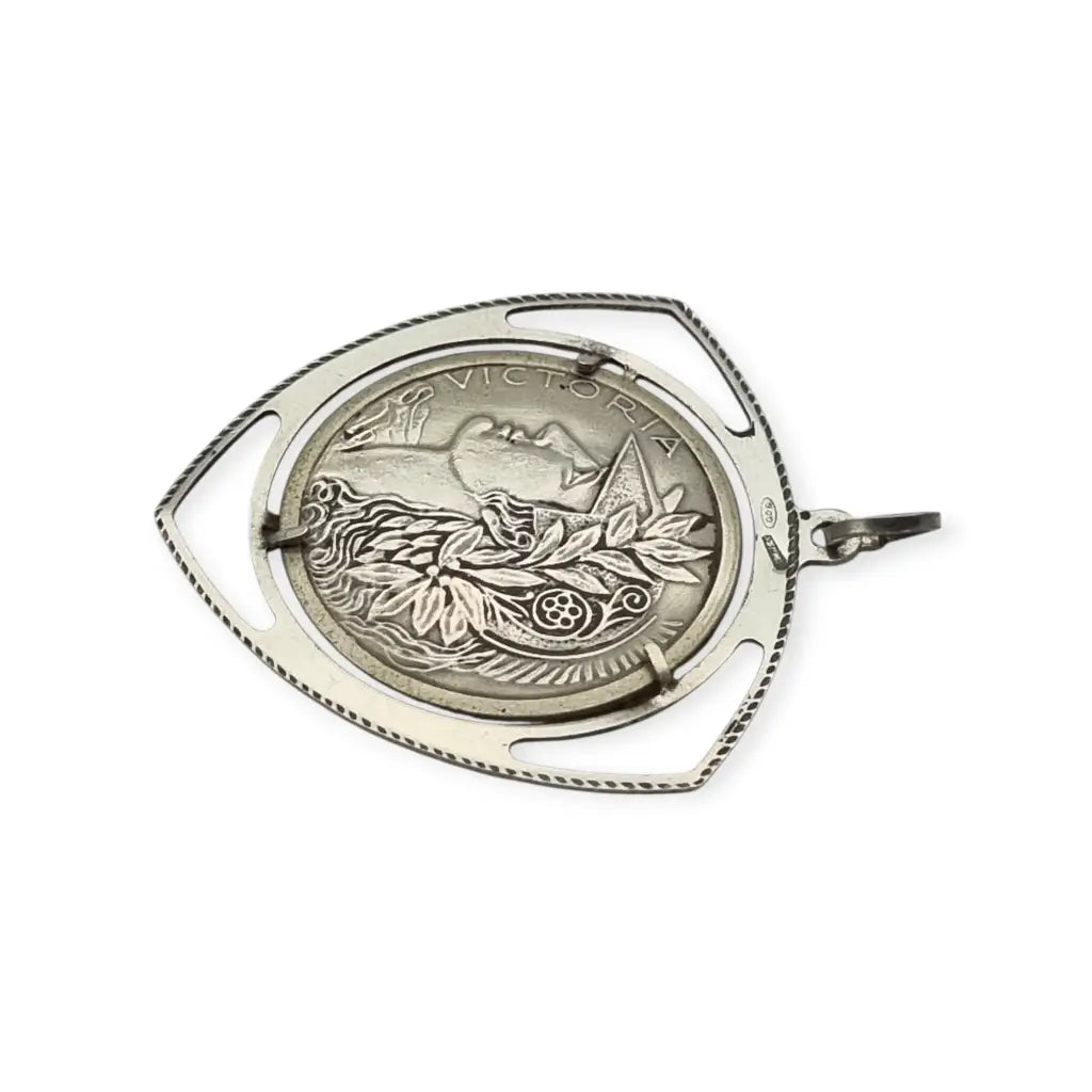 Colgante Victoria de plata 800 joyeria italiana vintage estilo modernista.