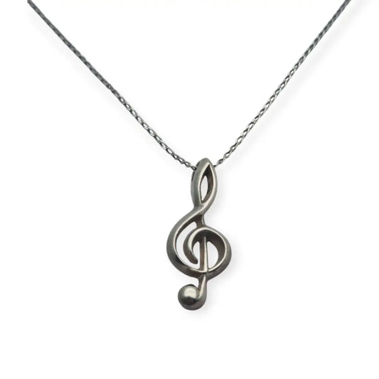 Colgante vintage en plata 925 con forma de clave sol diseño minimalista