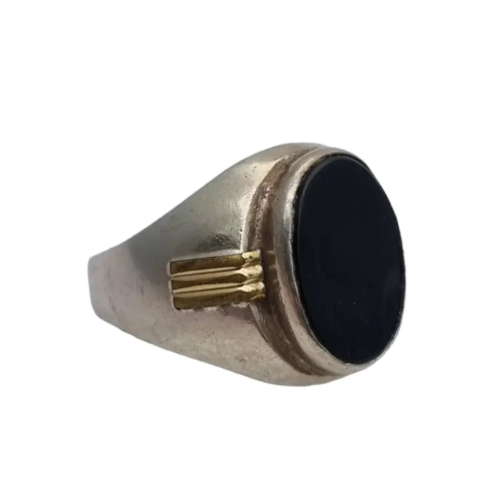 Black Onyx Ring in 925 Silver Signet Ring Style for Men Jewelry