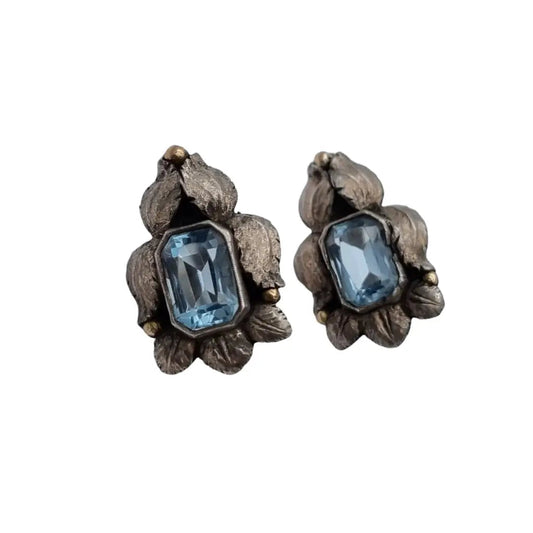 Pendiente azul art deco pendientes de plata vintage