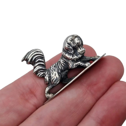 Figura perro plata vintage miniatura contrastada figura