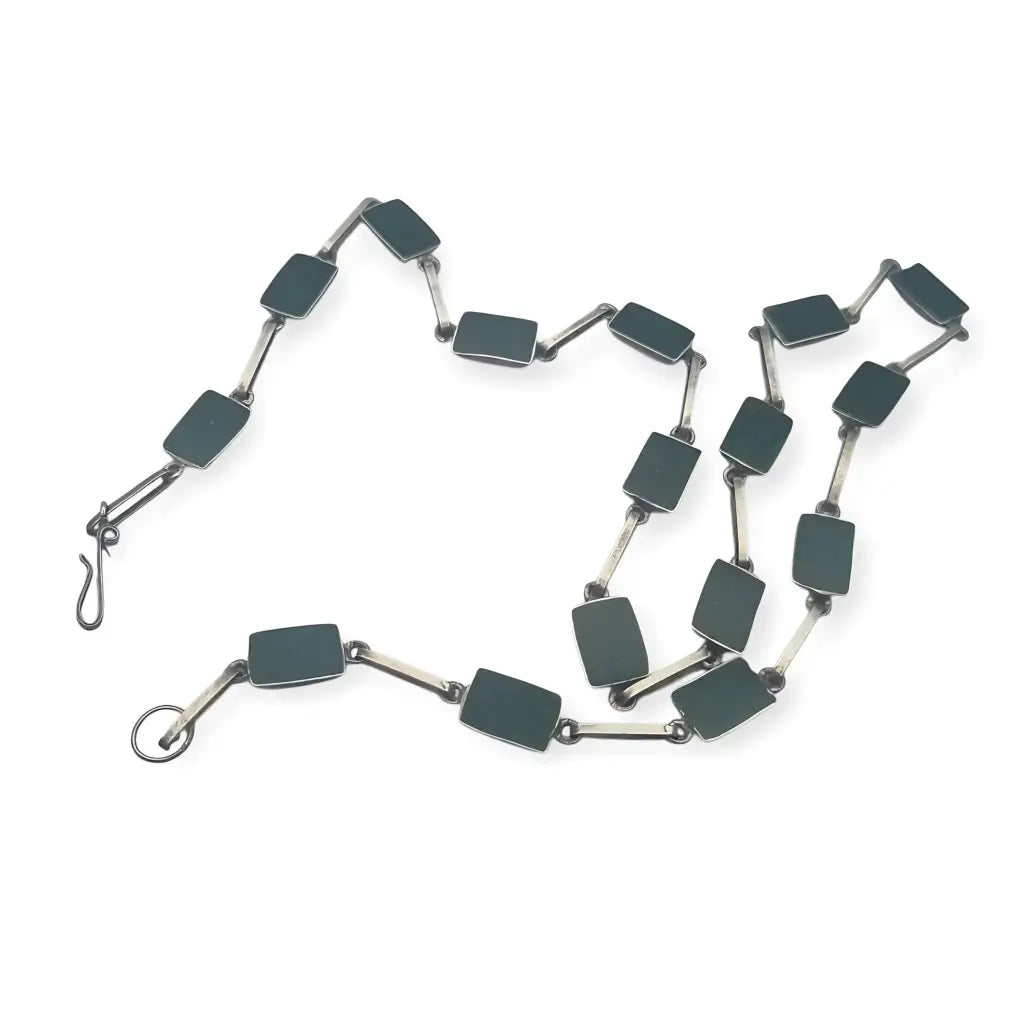 Gargantilla boho años 70 en plata 925 con eslabones verdes artesanales joyeria