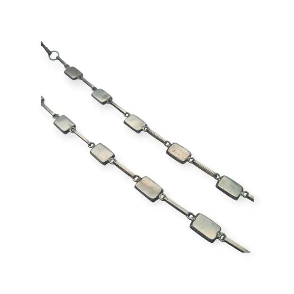 Gargantilla boho años 70 en plata 925 con eslabones verdes artesanales joyeria