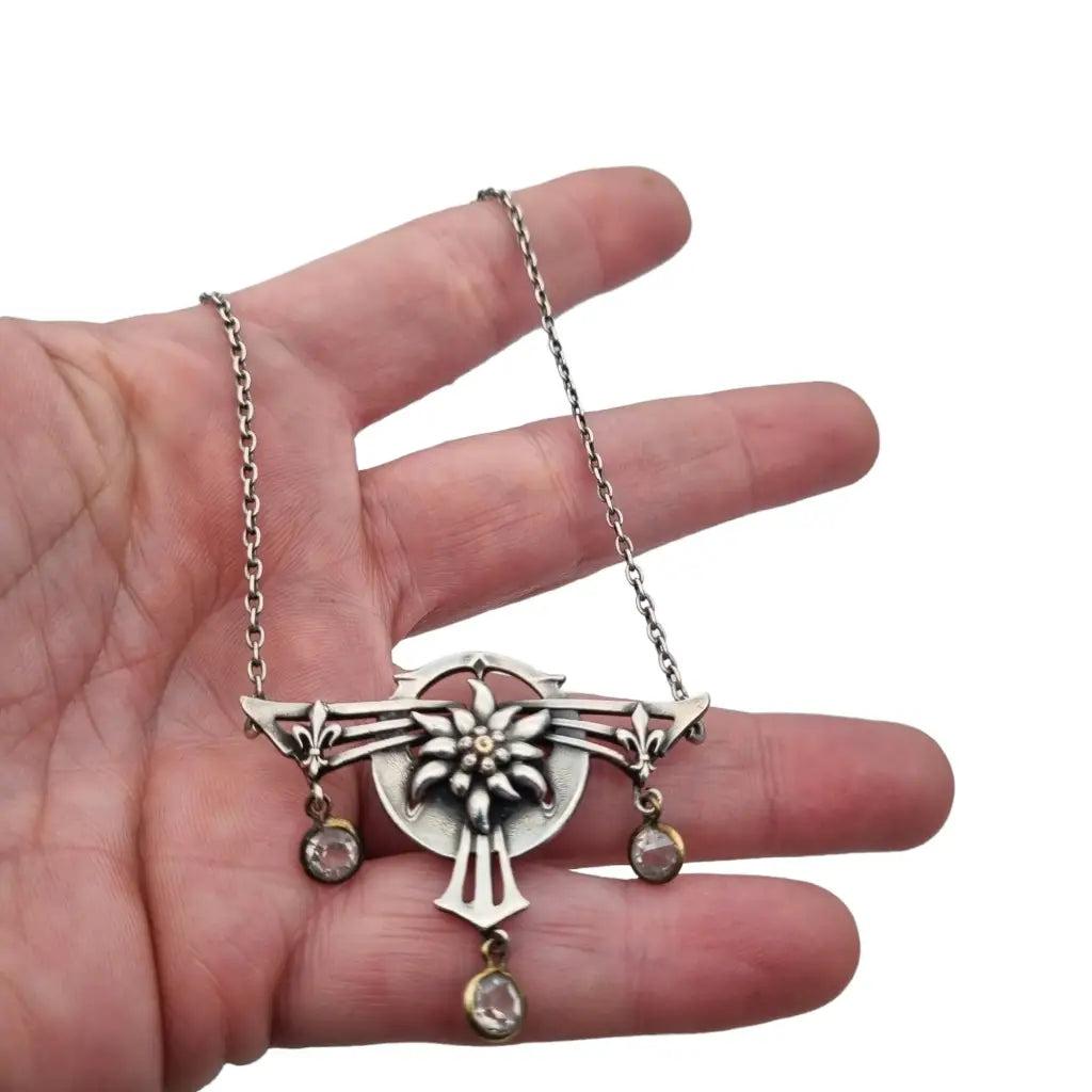 Gargantilla de collar victoriano colgante metal plateado para mujer recuerdo