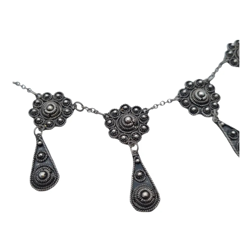 Gargantilla de plata joyería charra botones charros filigrana.