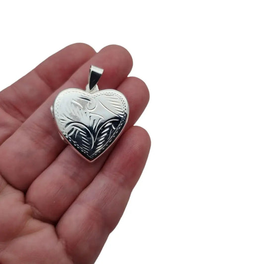Relicario corazón plata vintage de ley 925 portafotos.