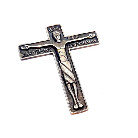 Cruz de plata. Joyería religiosa. Plata 925 collar cruz vintage Nazarenus.