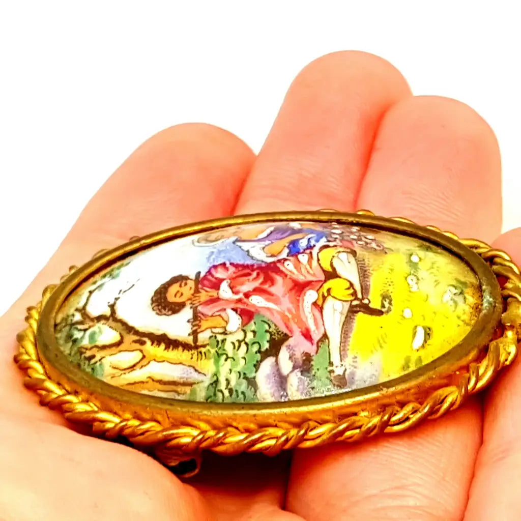 Broche de Limoges vintage pin francés porcelana Francia