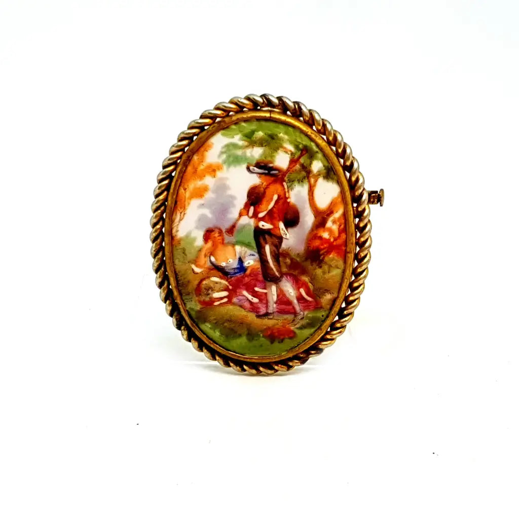 Vintage Brooch/Limoges Brooch/French Brooch. Limoges porcelain brooch
