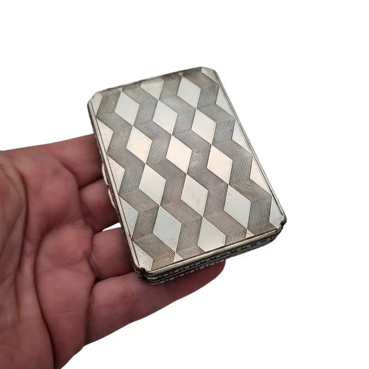Caja Art Decó italiana en plata 900 FCC 246 decoración geométrica 3D circa 1930-50 Regalos retro para coleccionistas