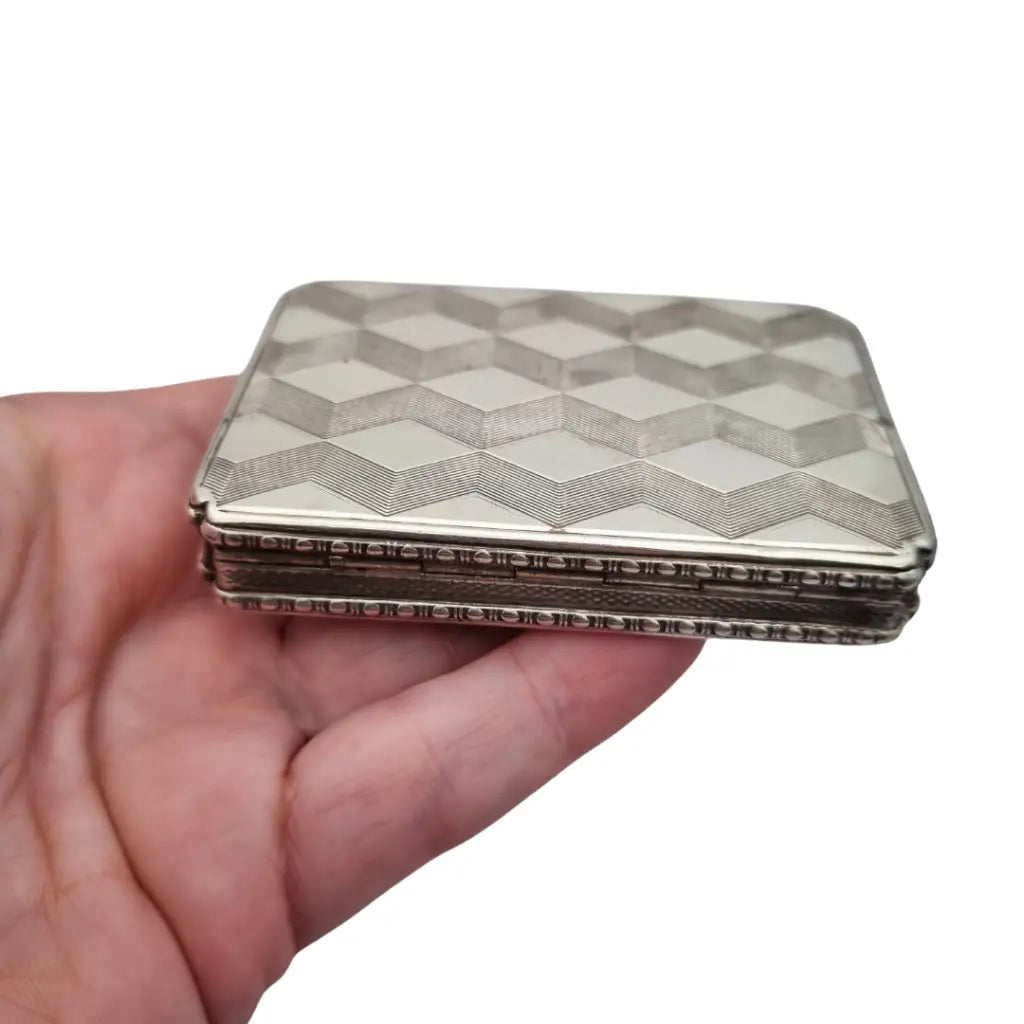Caja Art Decó italiana en plata 900 FCC 246 decoración geométrica 3D circa 1930-50 Regalos retro para coleccionistas