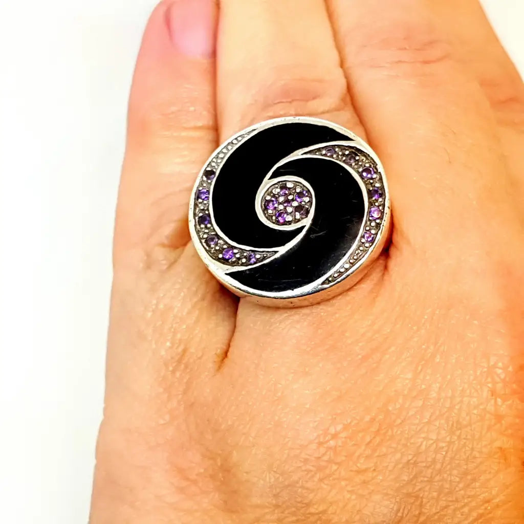 Anillo onix negro para mujer regalos vintage.