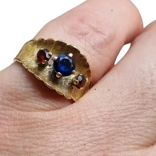 14k gold ring with stone women's ring blue ring gold ring