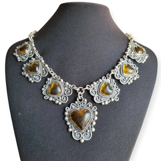 Juego de Collar y Pendientes Vintag corazones plata MEX925 David o Davis.