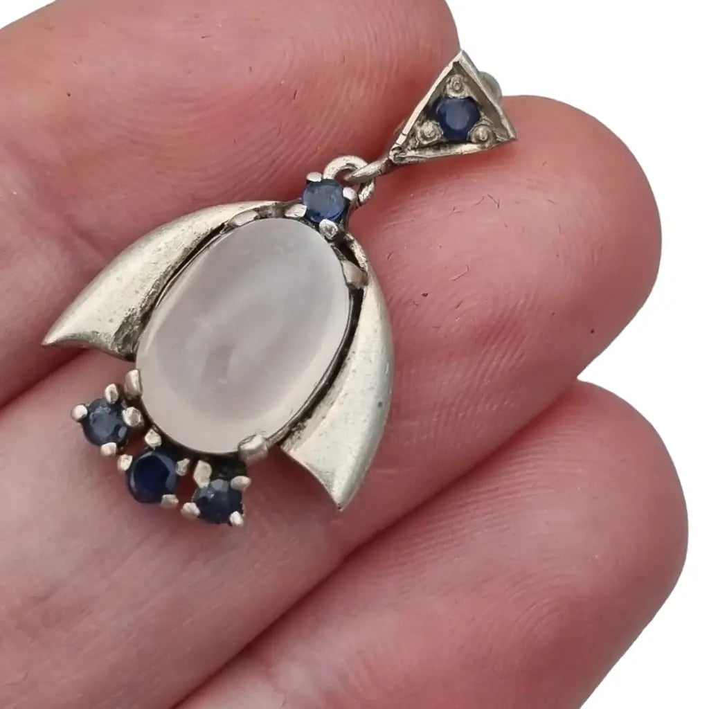 Colgante piedra colgante plata mujer charm azul regalos para ella.