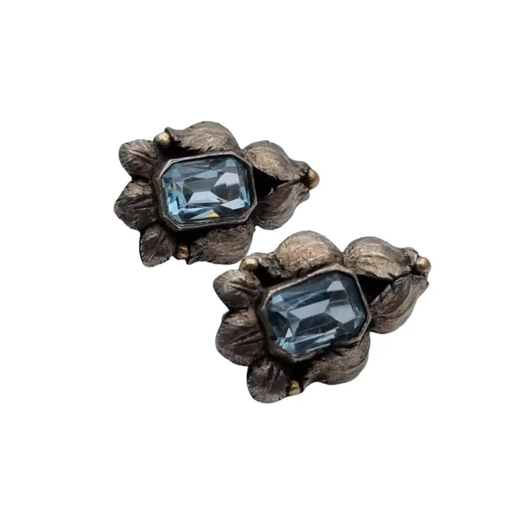 Pendiente azul art deco pendientes de plata vintage