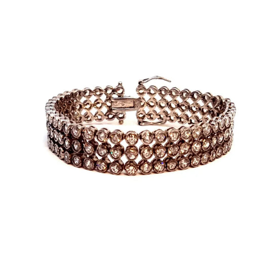 Pulsera de plata ley pulsera circonitas con doble cierre