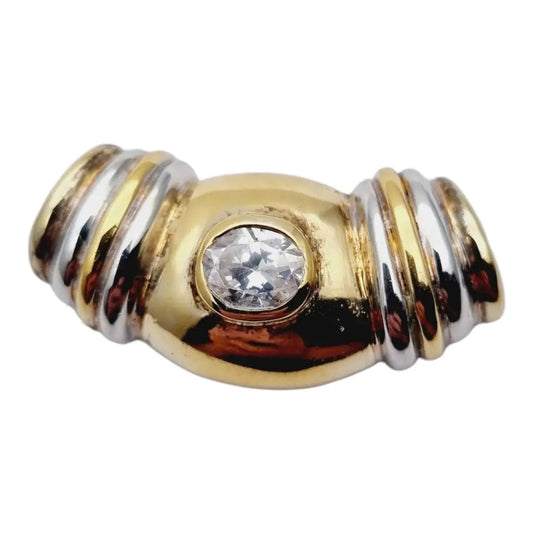 Acortador de collares plata dorada y piedra blanca Circa 1970.
