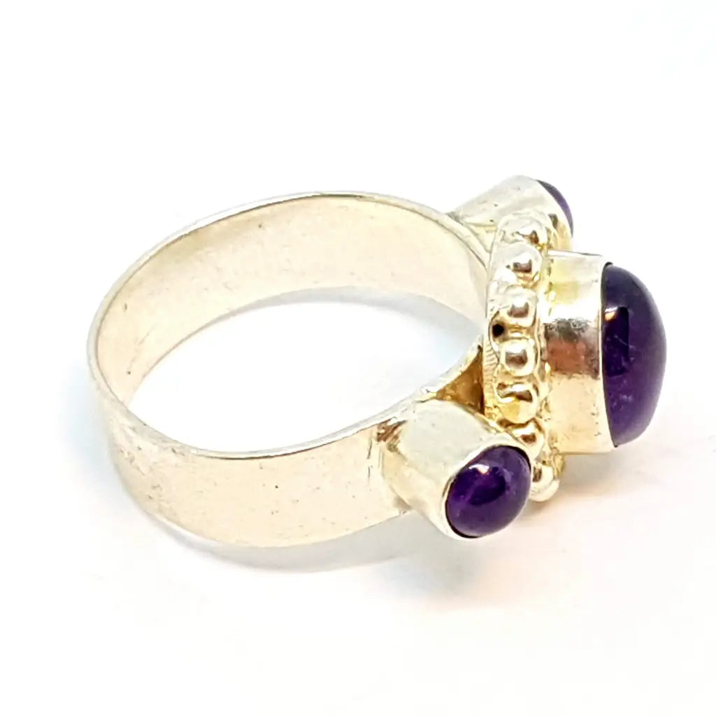 Anillo de plata boho amatista para mujer piedra morada anillo diferente regalos