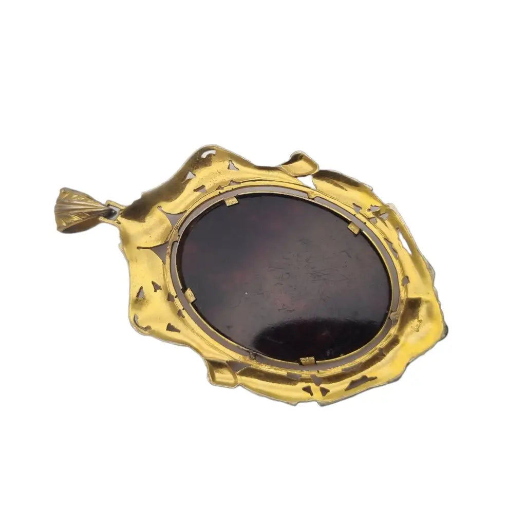 Medalla art nouveau colgante religioso vintage medalla de flor esmalte.