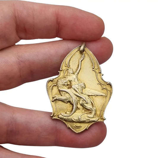 Medalla antigua plata dorada 1931 Coupe de Namur Bélgica Firmada H. Gérard,Art